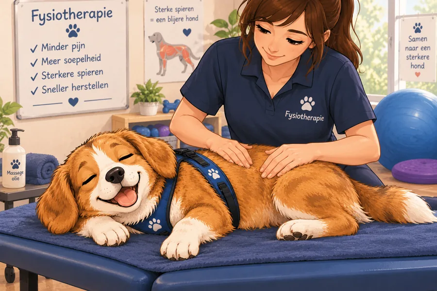 Illustratie van een massage bij een hond